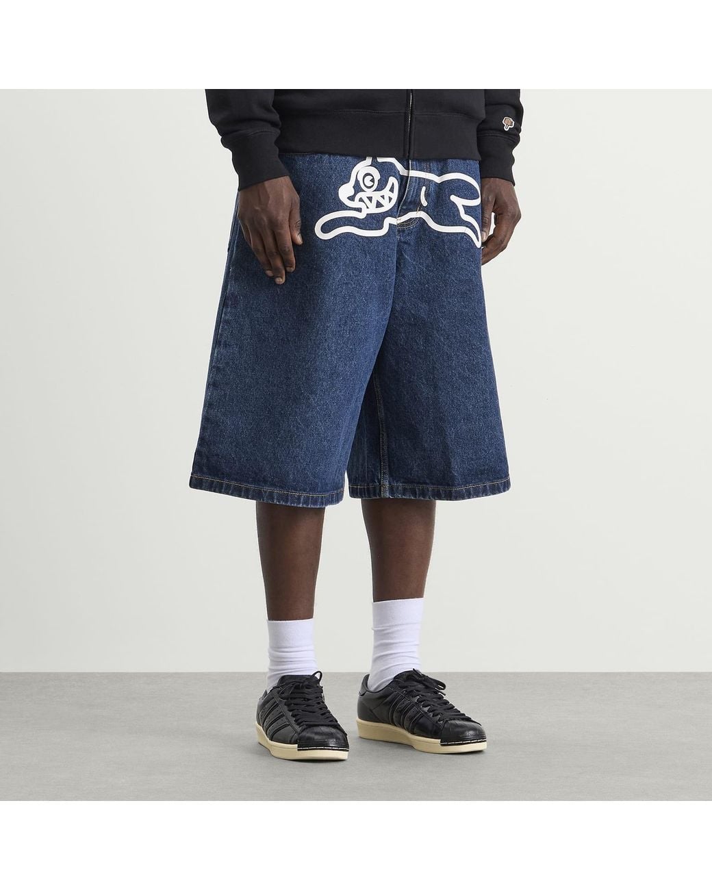 ICECREAM Blue Running Dog Triple Scoop Denim Shorts for men