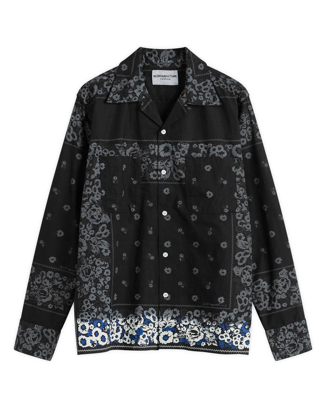Nomarythm Textile Black Overdyed Bandana Print Shirt for men