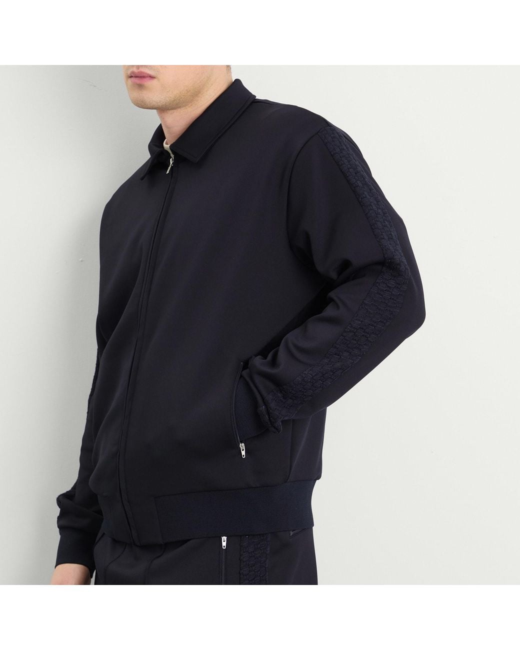 Palmes Blue Tricot Track Jacket for men