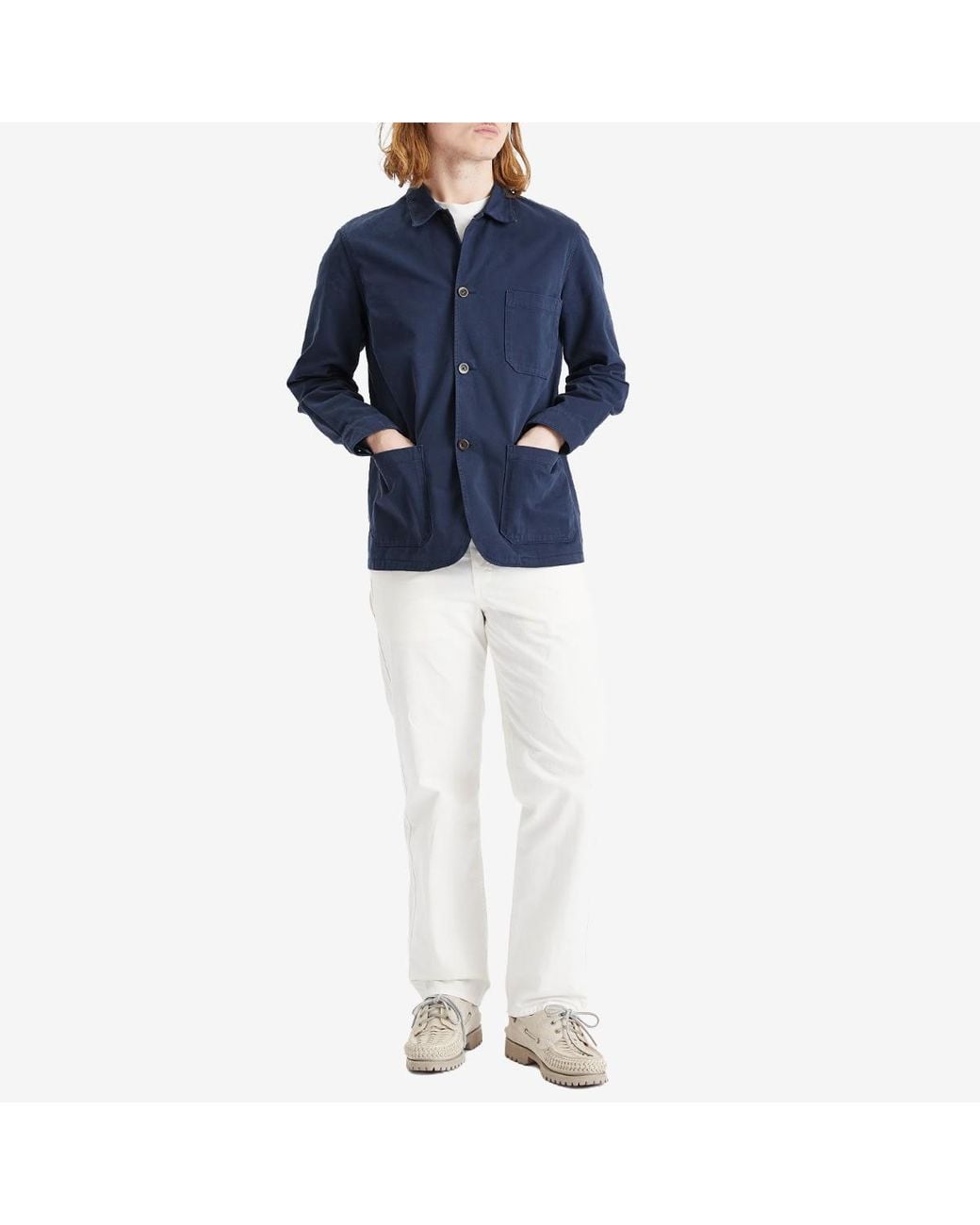 Portuguese Flannel Blue Labura Chore Jacket for men
