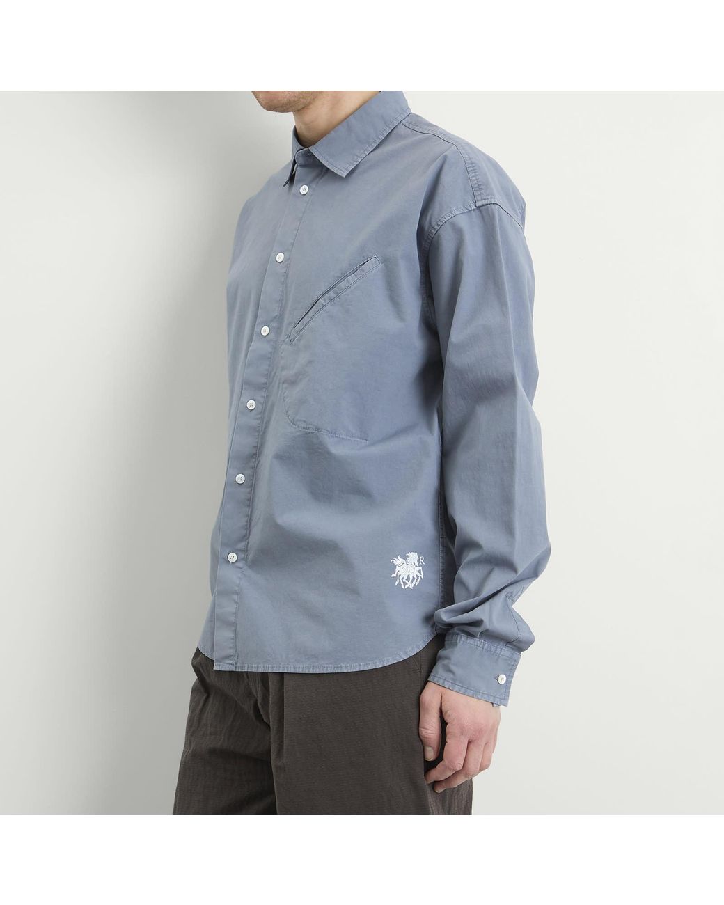 RANRA Blue Field Cotton Long Sleeve Shirt for men