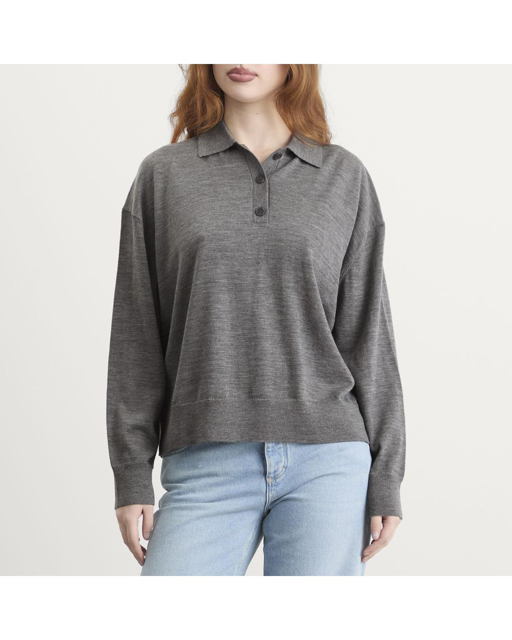 Anine Bing Gray Lee Polo Sweater