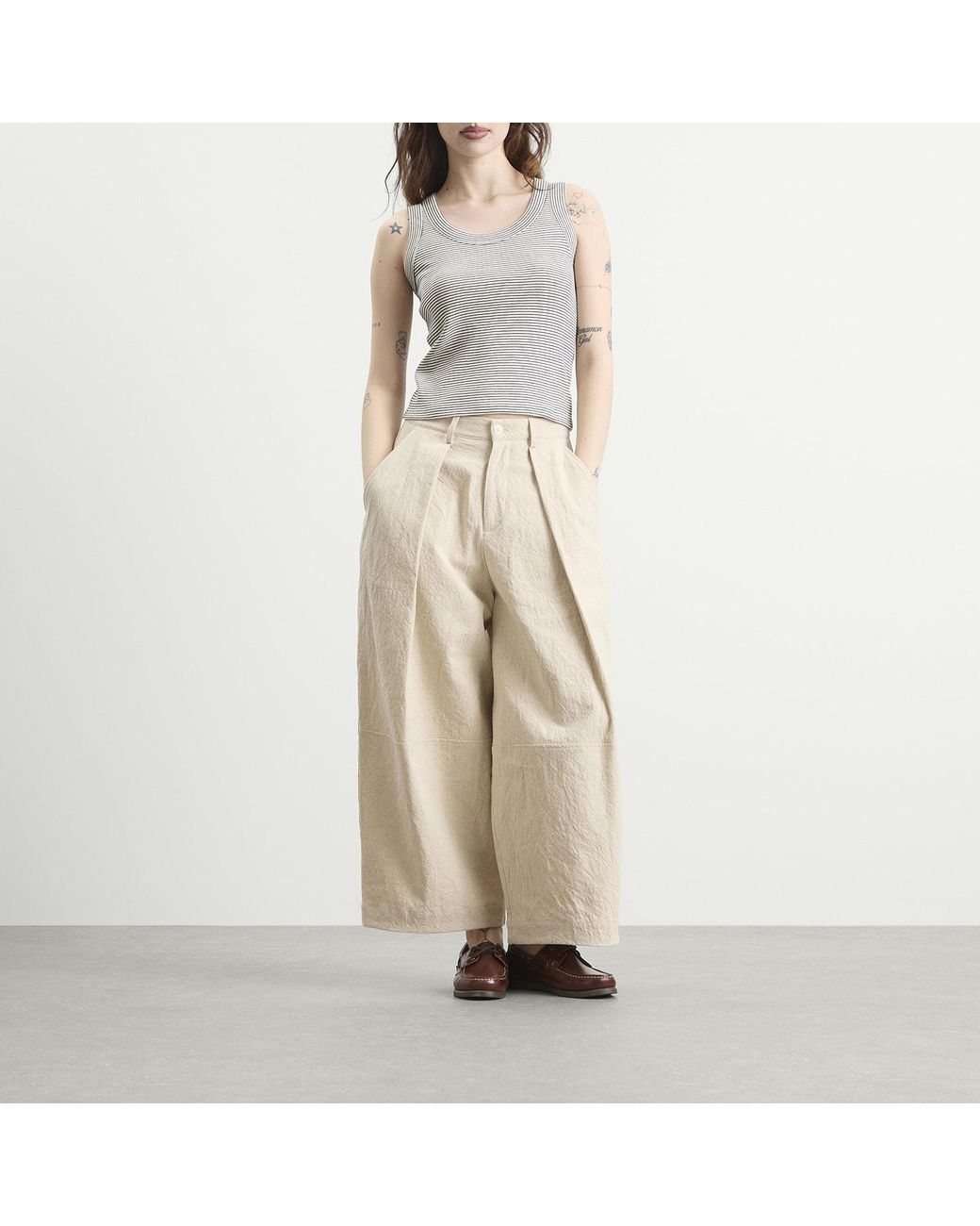YMC Natural Deadbeat Linen Trousers