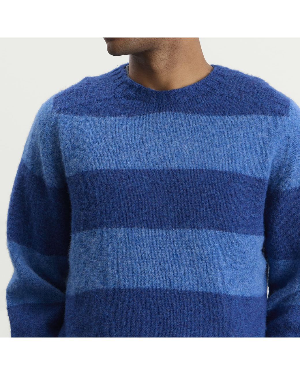 YMC Blue Suedehead Stripe Knit for men