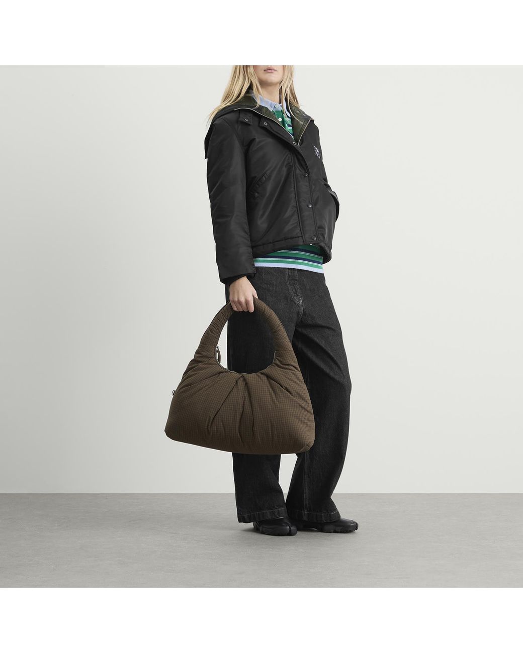 HOMMEGIRLS Black Nylon Bomber Jacket
