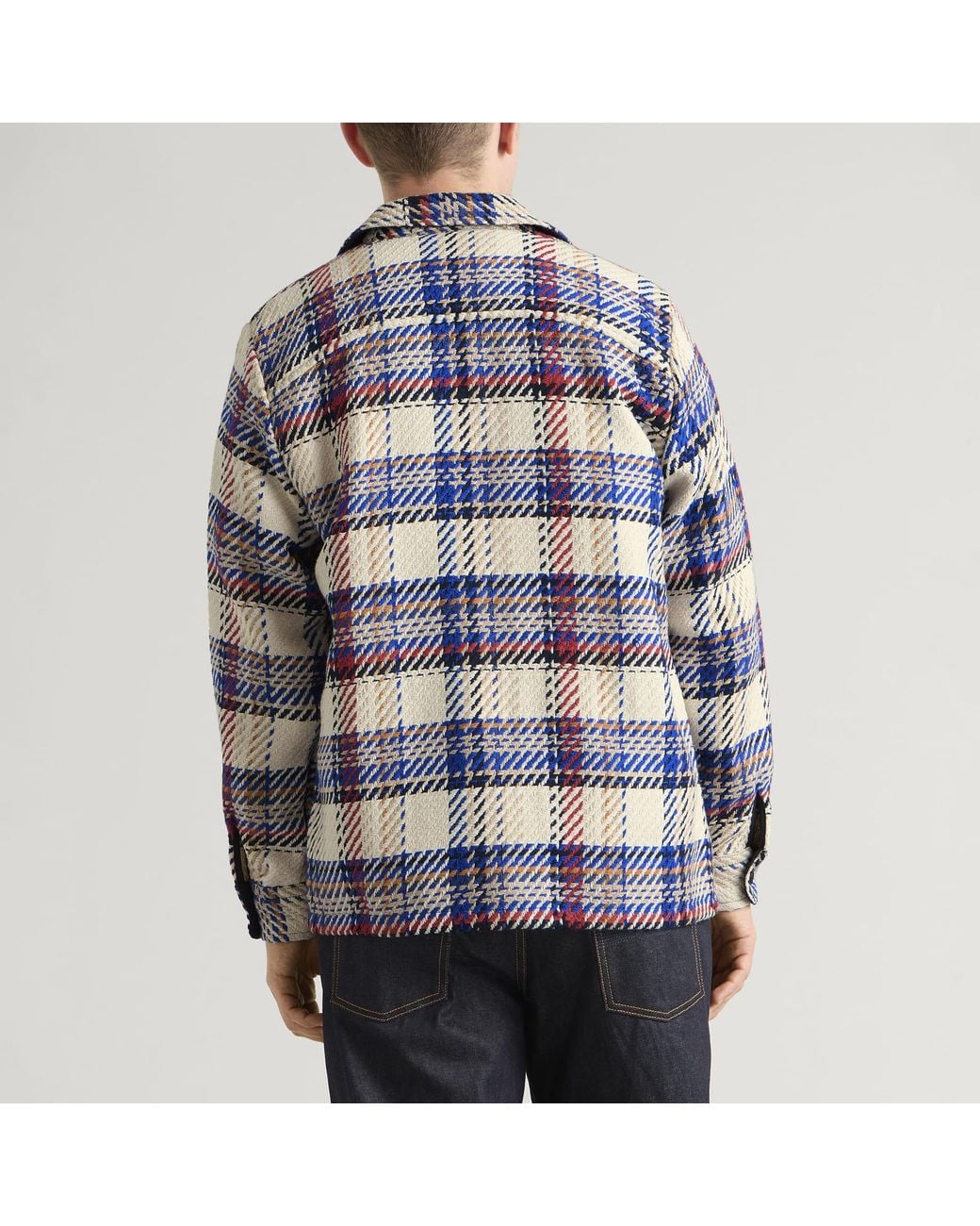 Wax London Blue Whiting Jazz Weave Overshirt for men