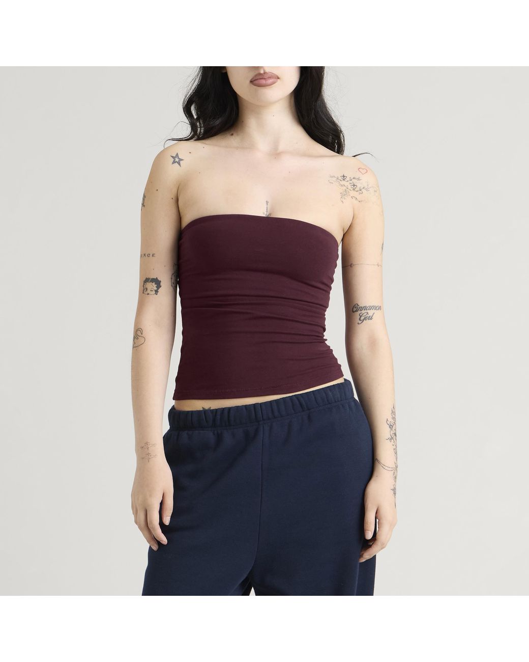 Skims Purple Cotton Jersey Tube Top