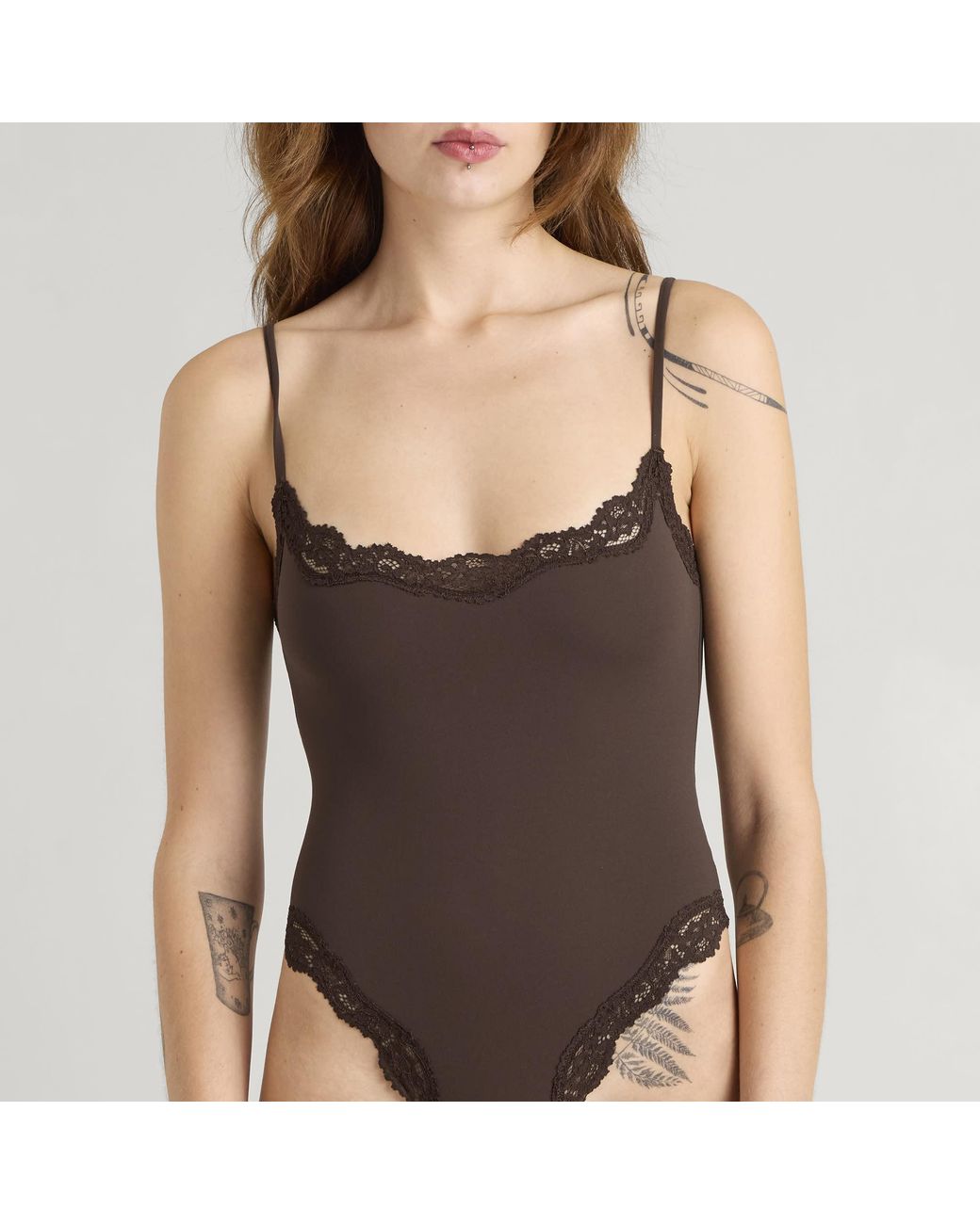 Skims Brown Fits Everybody Lace Cami Bodysuit