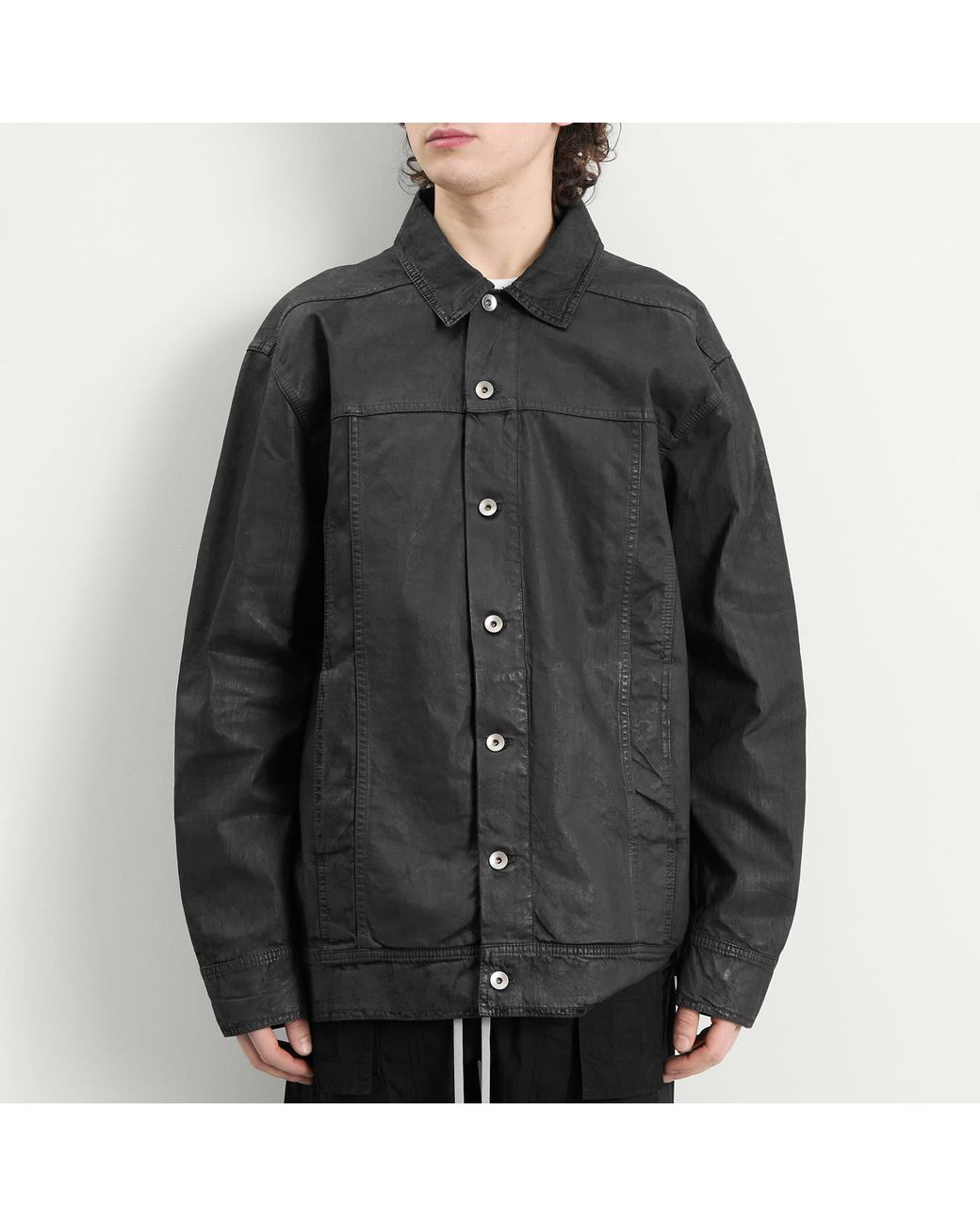Rick Owens Black Jumbo Denim Worker Shirt for men