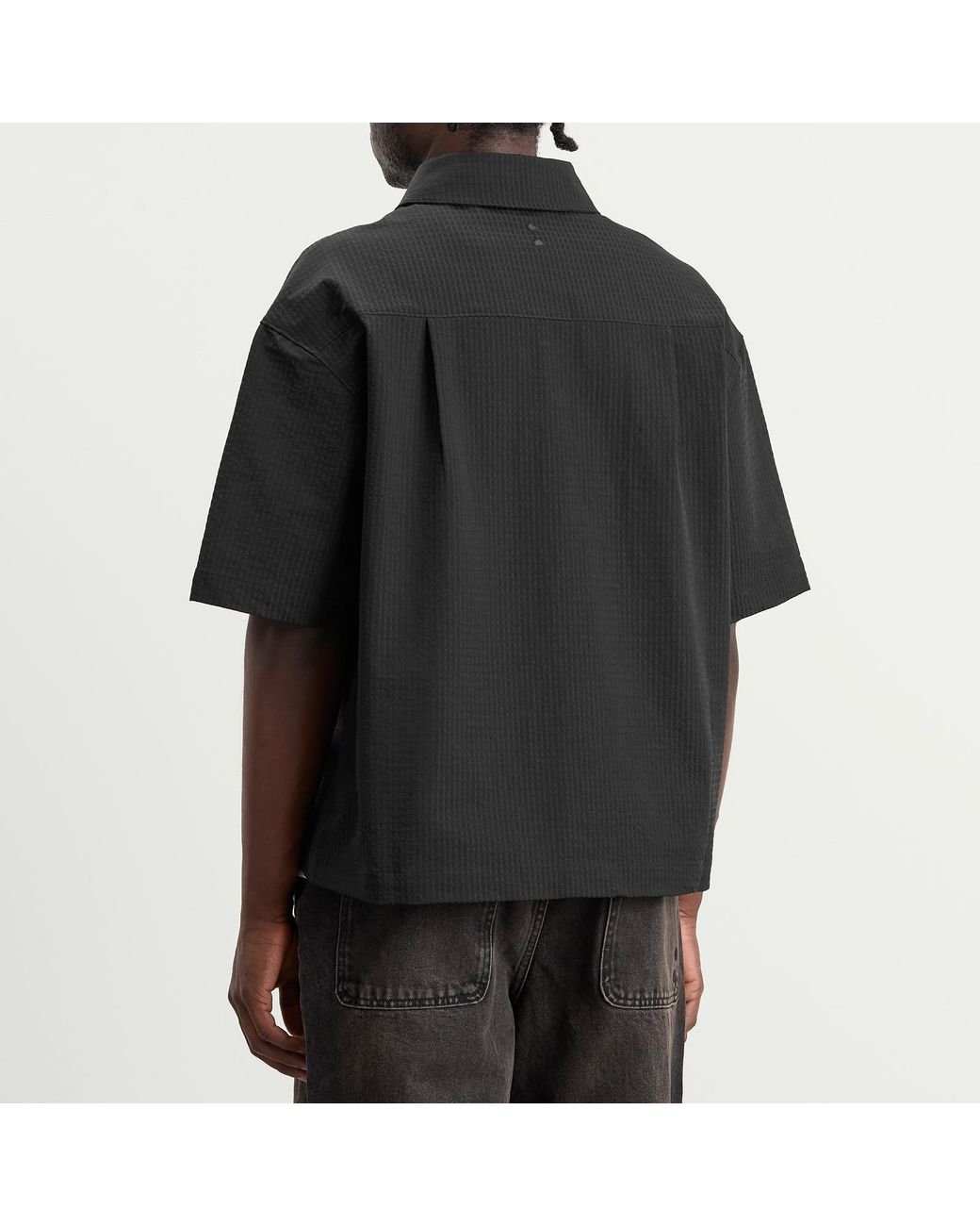 About Blank Black Textured Shirt for men