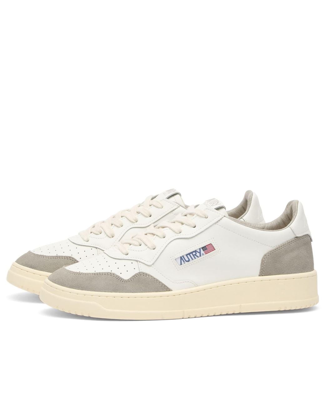 Autry White Medalist Low Leather Suede Sneakers for men