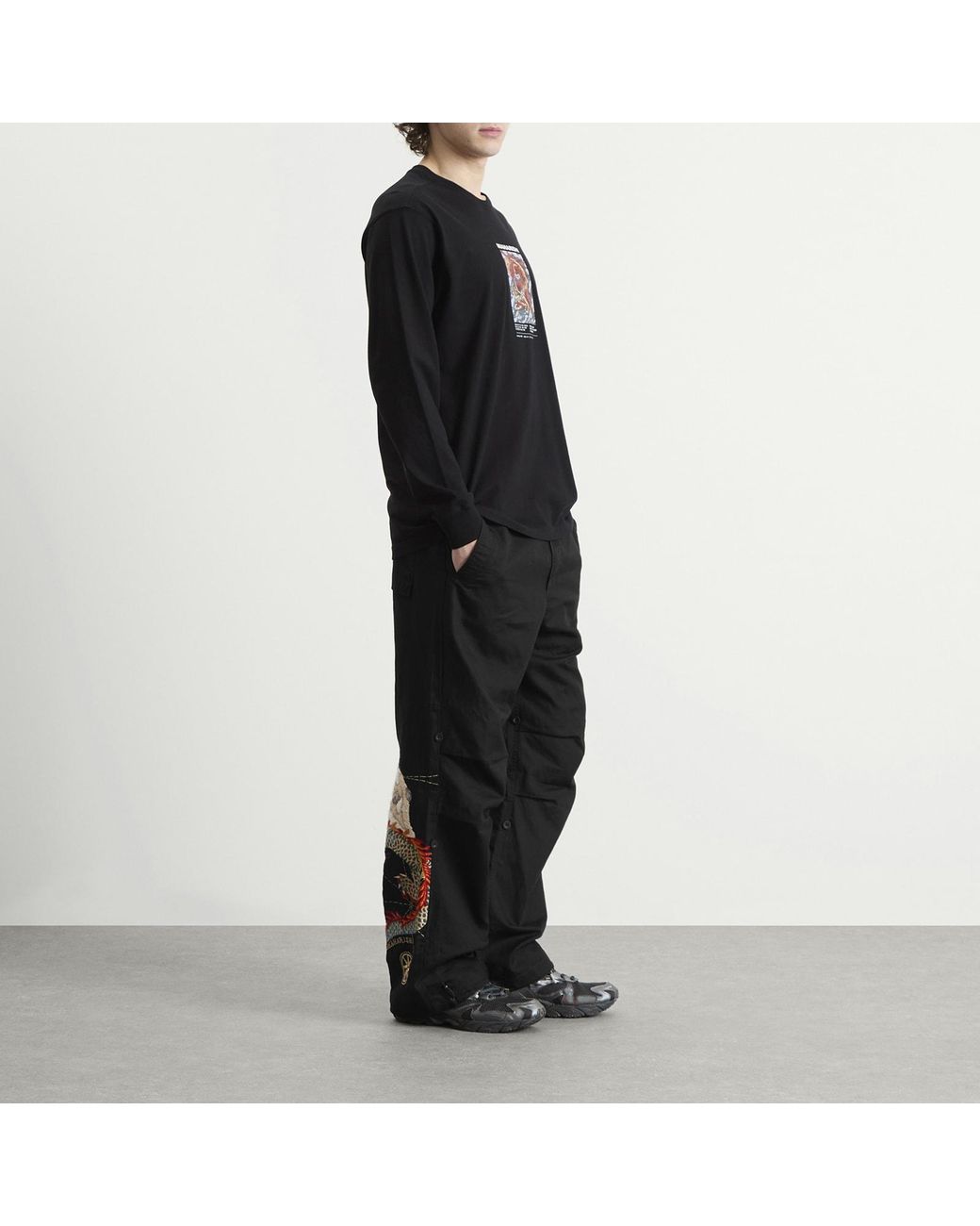 Maharishi Black Polar Bear Chimera Embroidered Loose Snopants for men