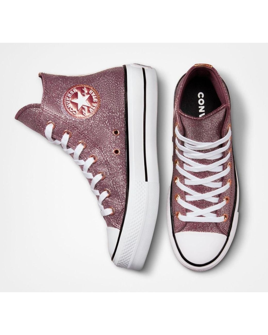 Converse Chuck Taylor All Star Lift Platform Metallic Glitter Dark Whine in  Purple | Lyst