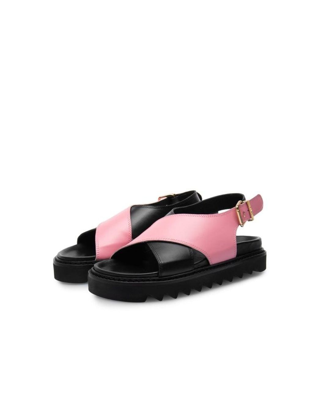 Last Diana Black Pink Leather Chunky Sandals | Lyst