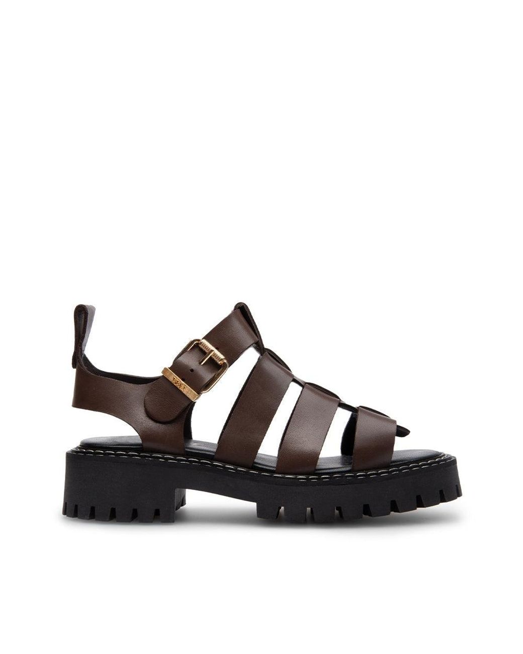 Last Daphny Brown Leather Chunky Sandals | Lyst