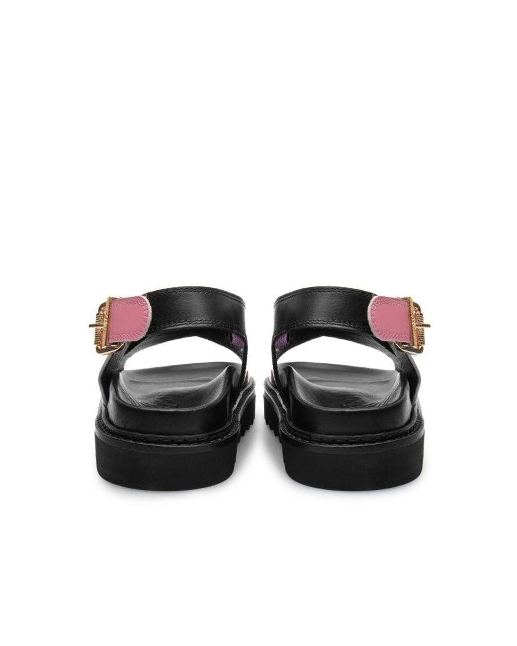 Last Diana Black Pink Leather Chunky Sandals | Lyst