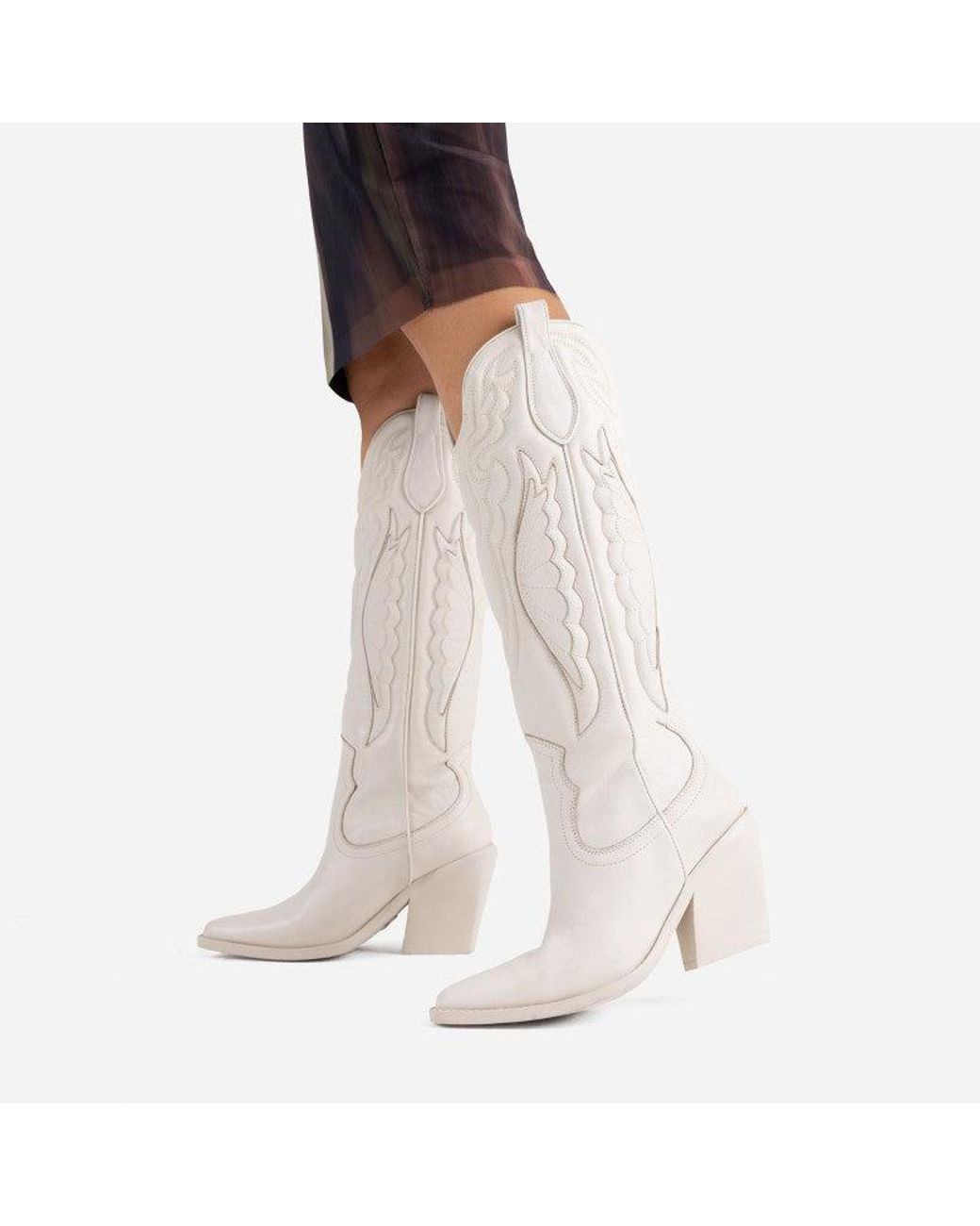 Bronx New Kole Off White High Western Boots | Lyst