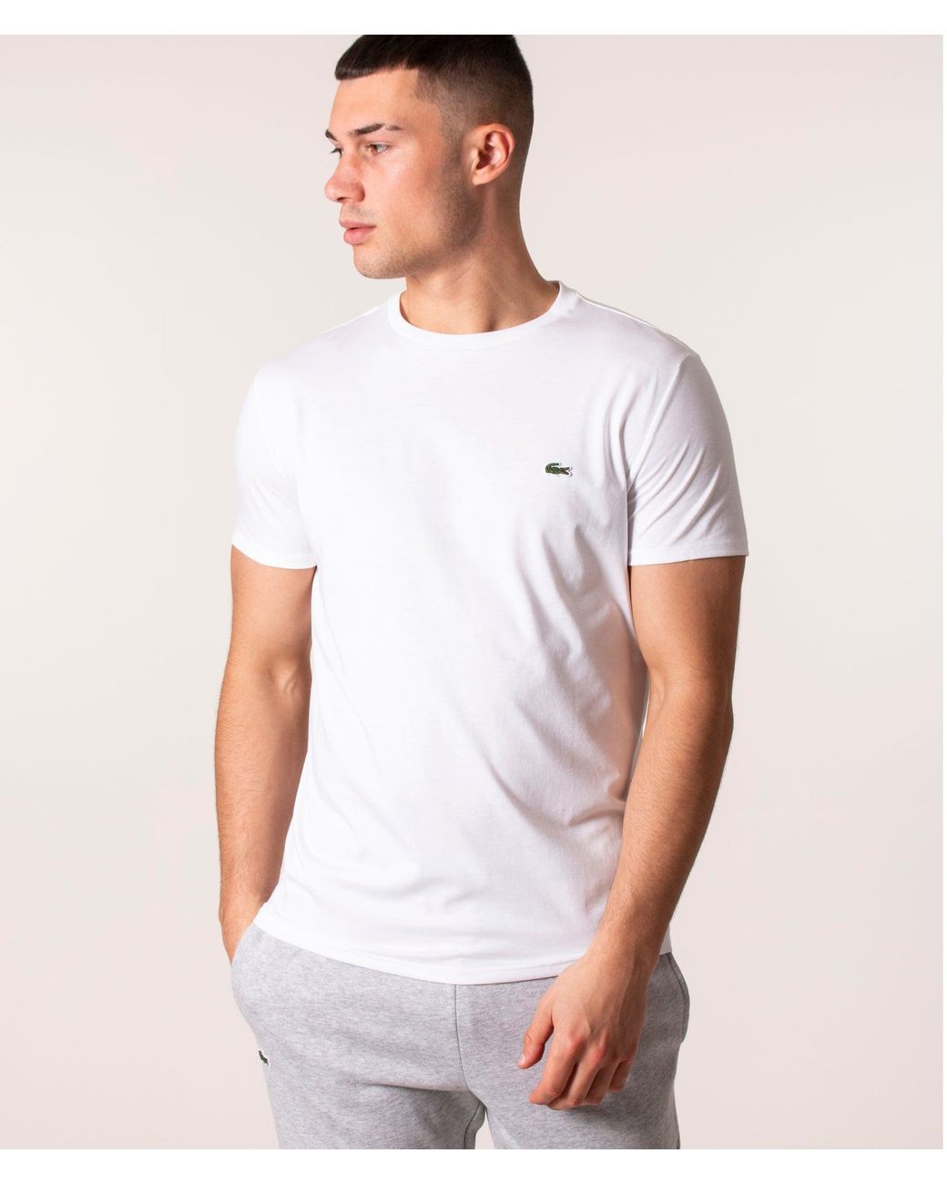 Lacoste White Pima Cotton Croc Logo T-shirt for men