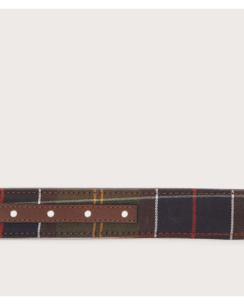 Barbour Brown Reversible Tartan Leather Belt for men