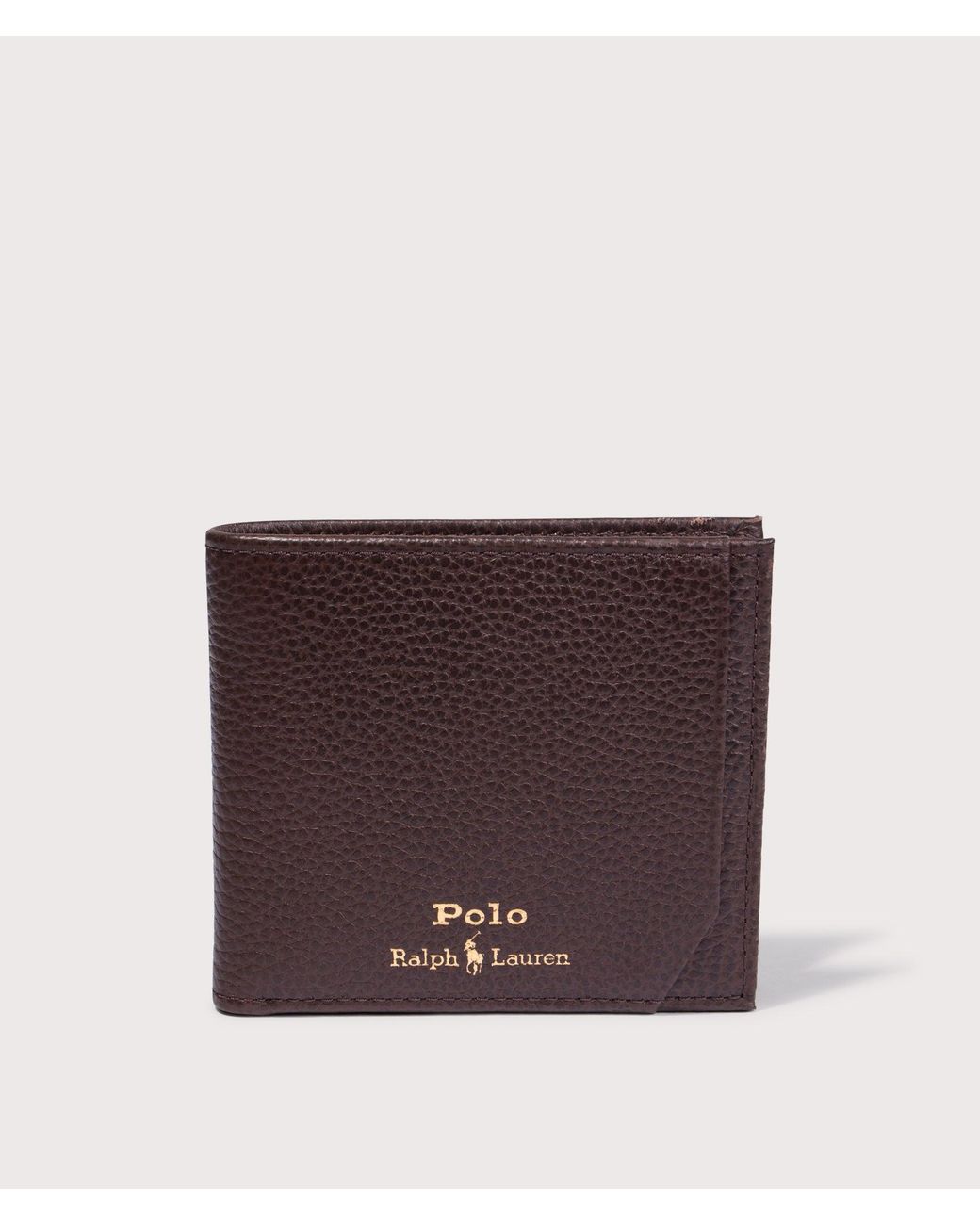 Polo Ralph Lauren Brown Pebbled Leather Billfold Wallet for men