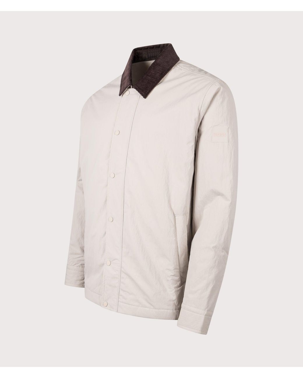 Boss Natural Oversized Leldon Zip Overshirt for men