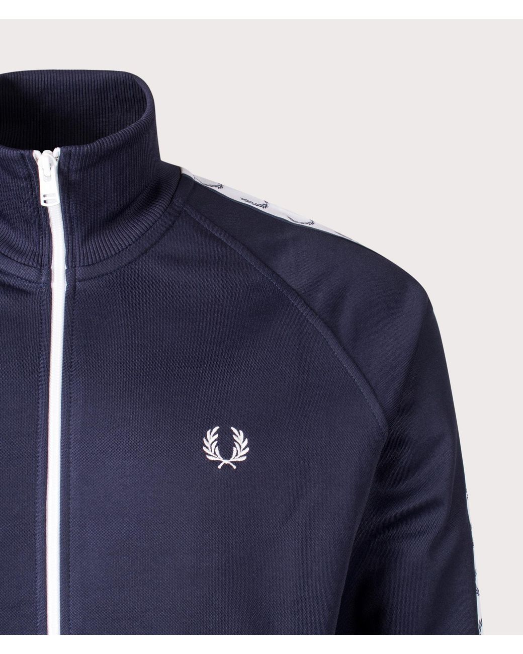 Fred Perry Blue Zip Through Taped Track Top for men