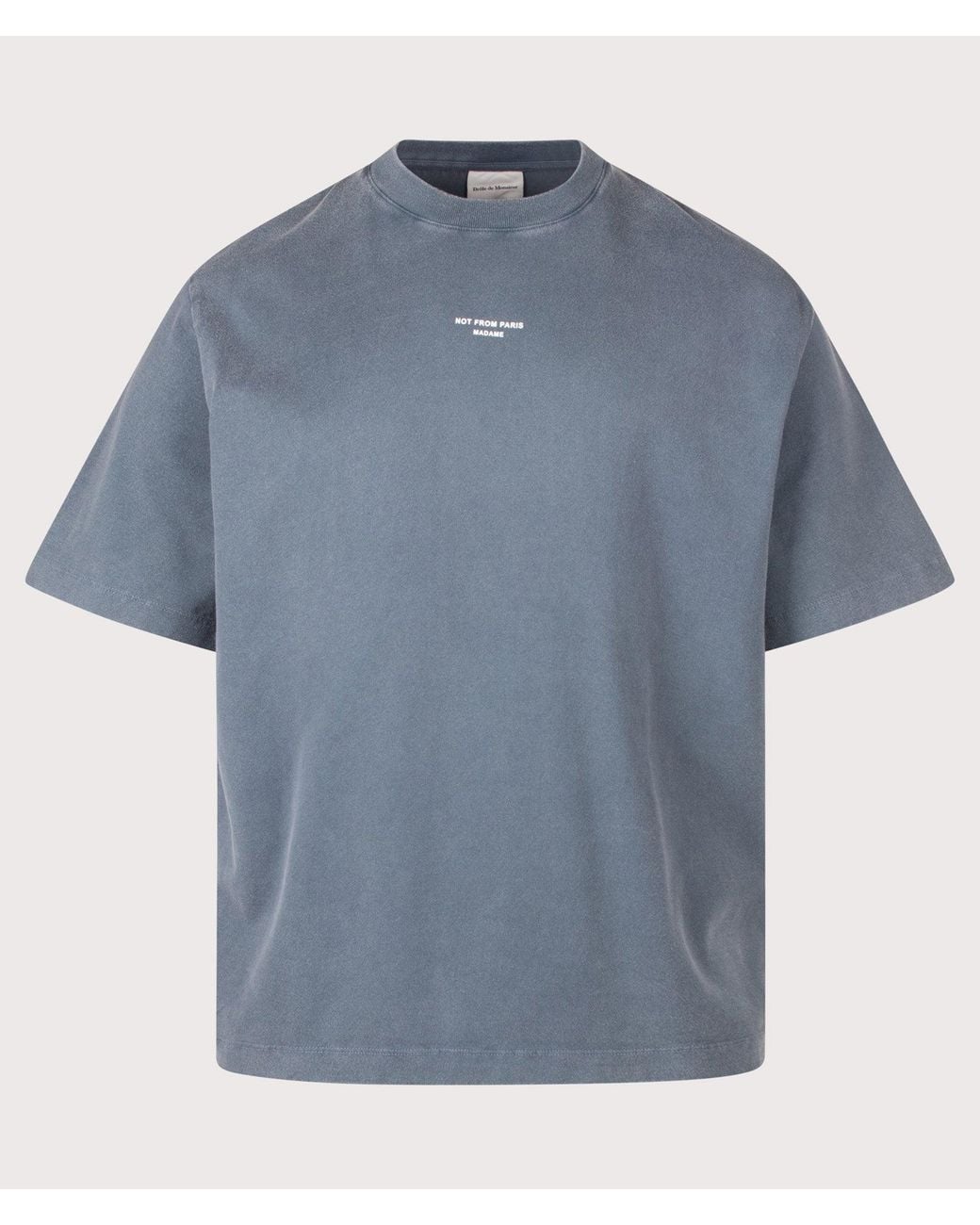 Drole de Monsieur Blue Relaxed Fit Classic Slogan T-Shirt for men