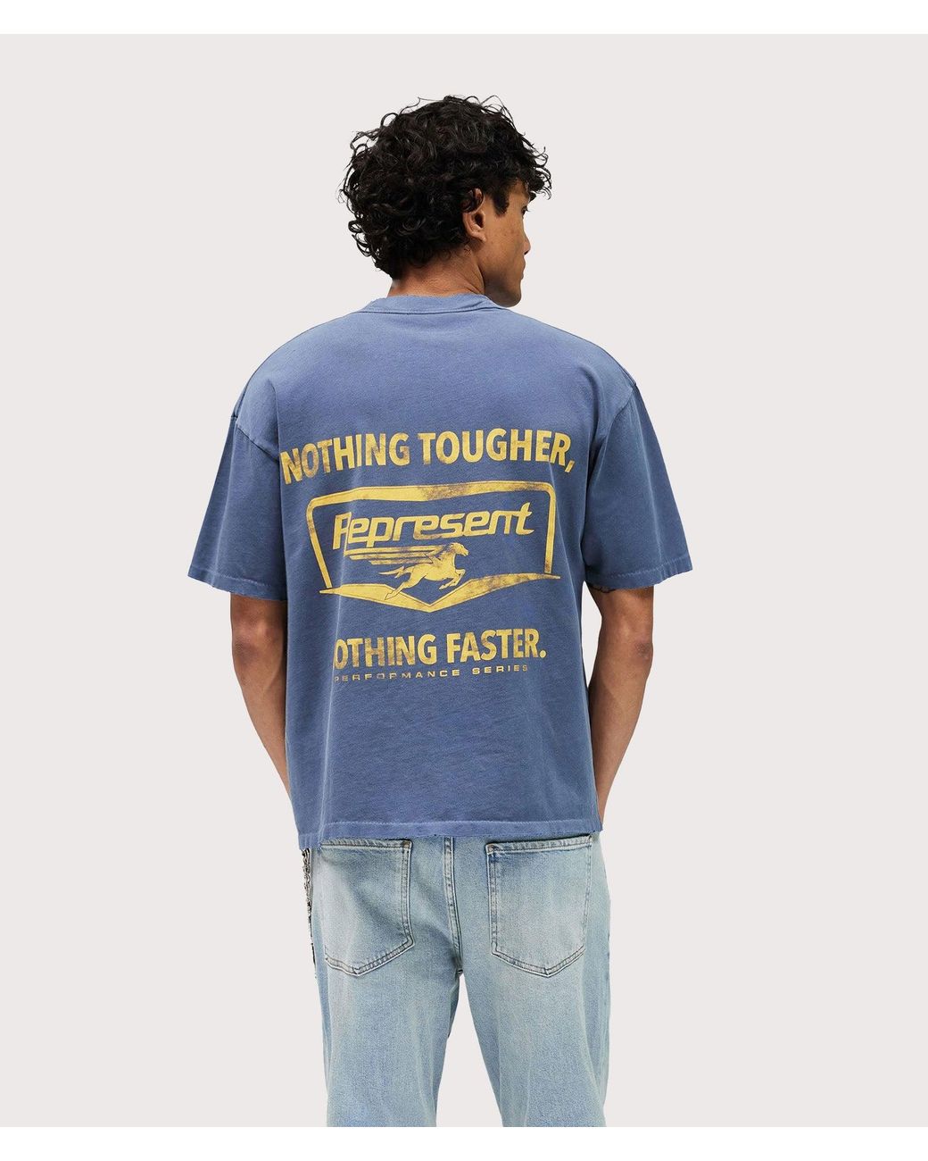 Represent Blue Oversized Fit Nothing Faster T-Shirt for men