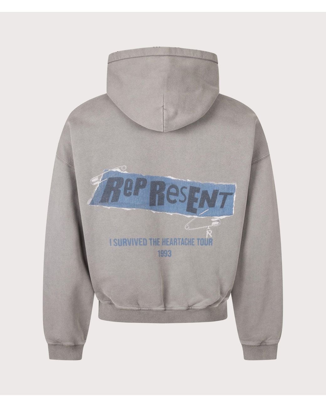 Represent Gray Oversized Fit Ransom Hoodie for men