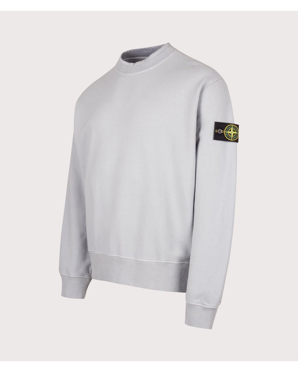 Stone Island Gray Oversized Fit Brushed Organic Cotton Fleece Sweatshirt for men
