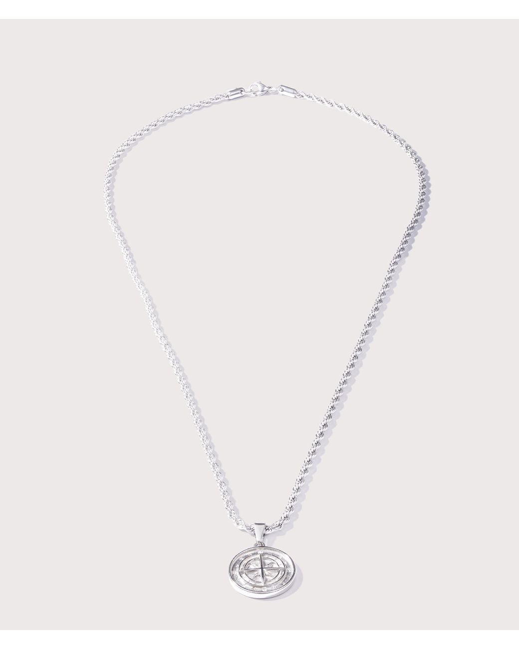 Mysterious Jeweller White Stainless Steel Compass Pendant 24&Quot for men