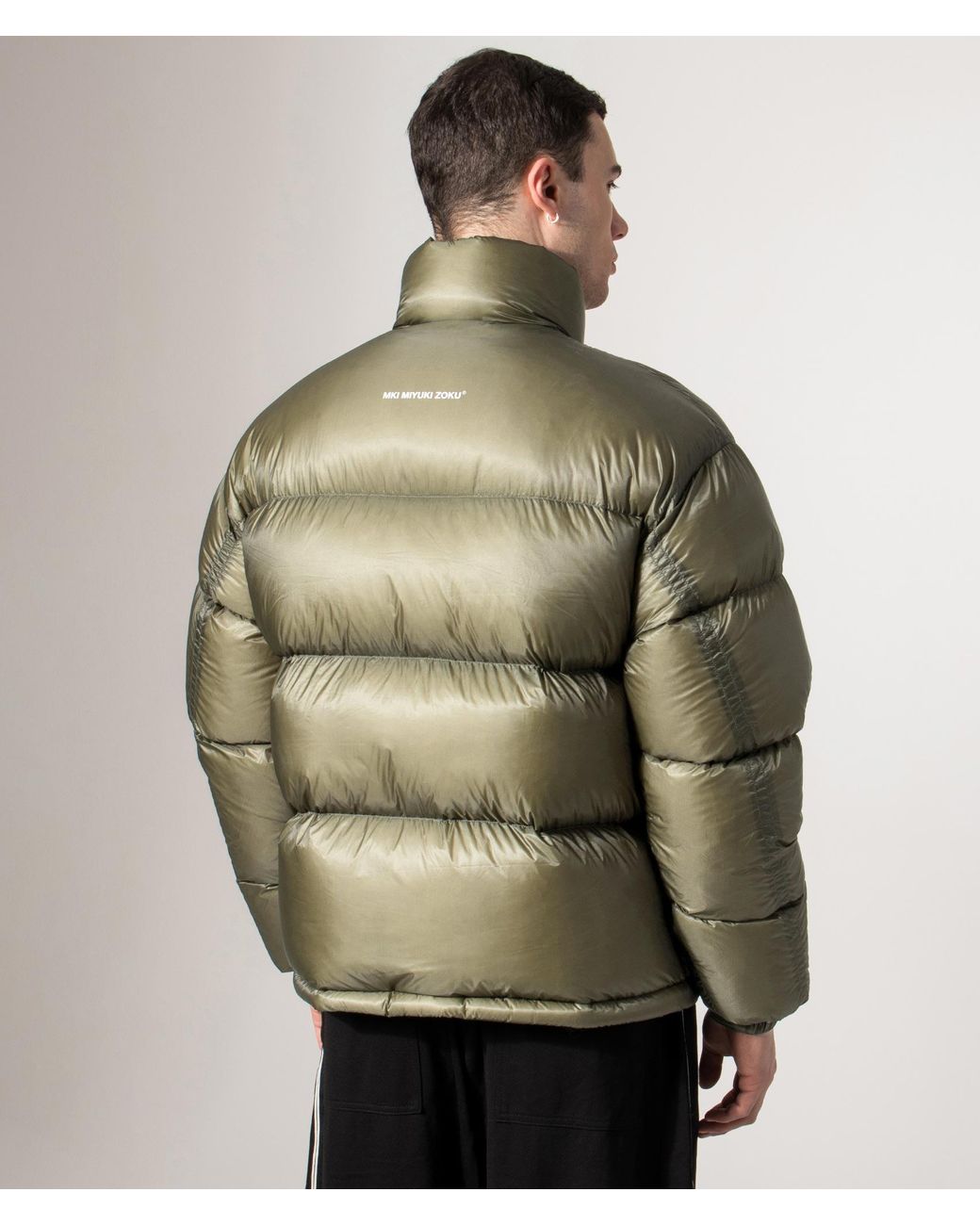 MKI Miyuki-Zoku Green Translucent Funnel Neck Bubble Jacket for men