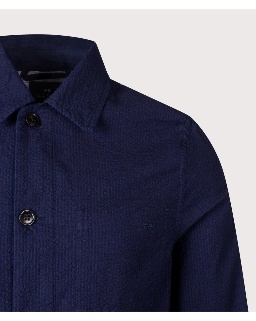Paul Smith Blue Relaxed Fit Cotton Seersucker Work Jacket for men
