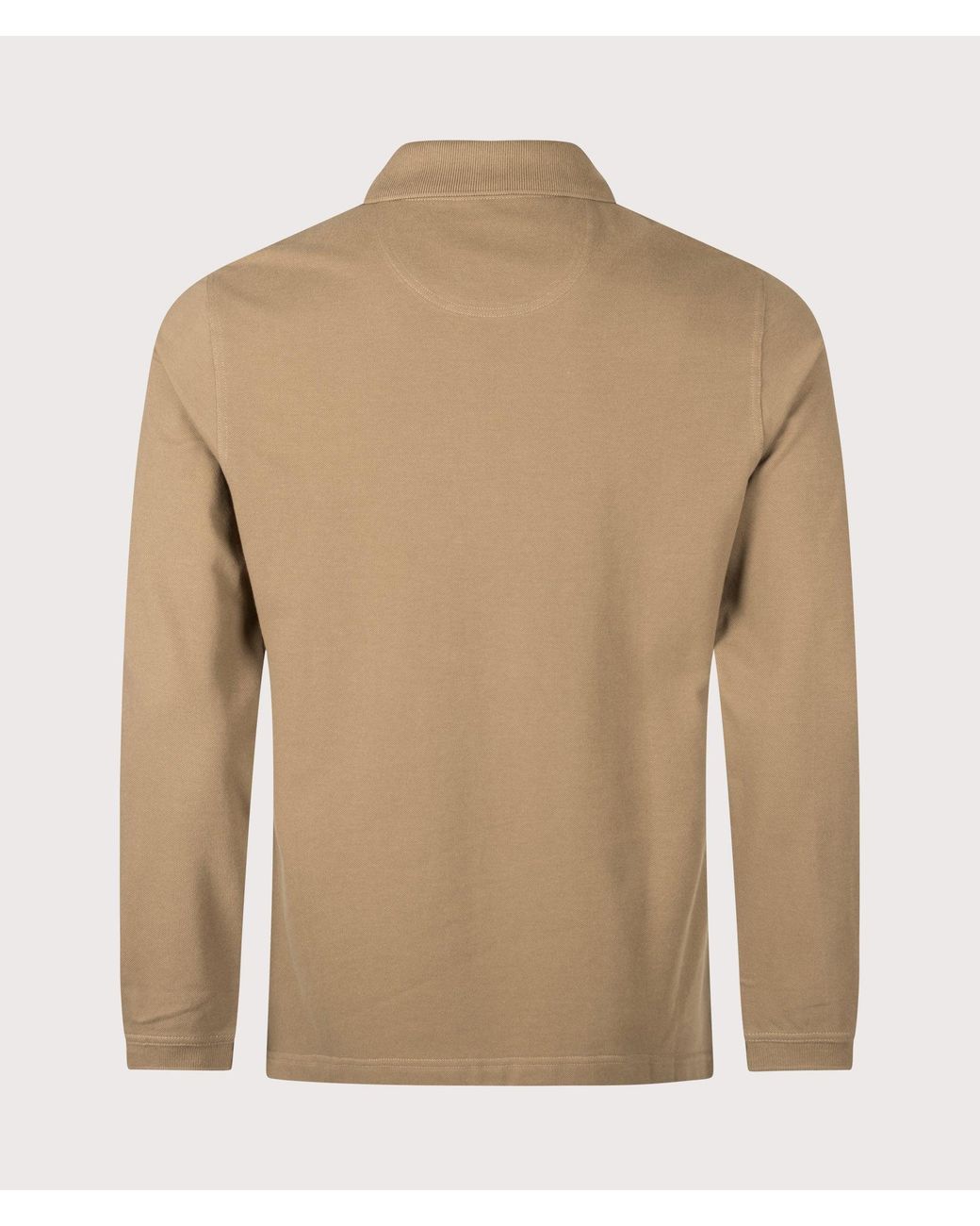 Barbour Natural Regular Fit Essential Long Sleeve Tartan Piqué Polo Shirt for men