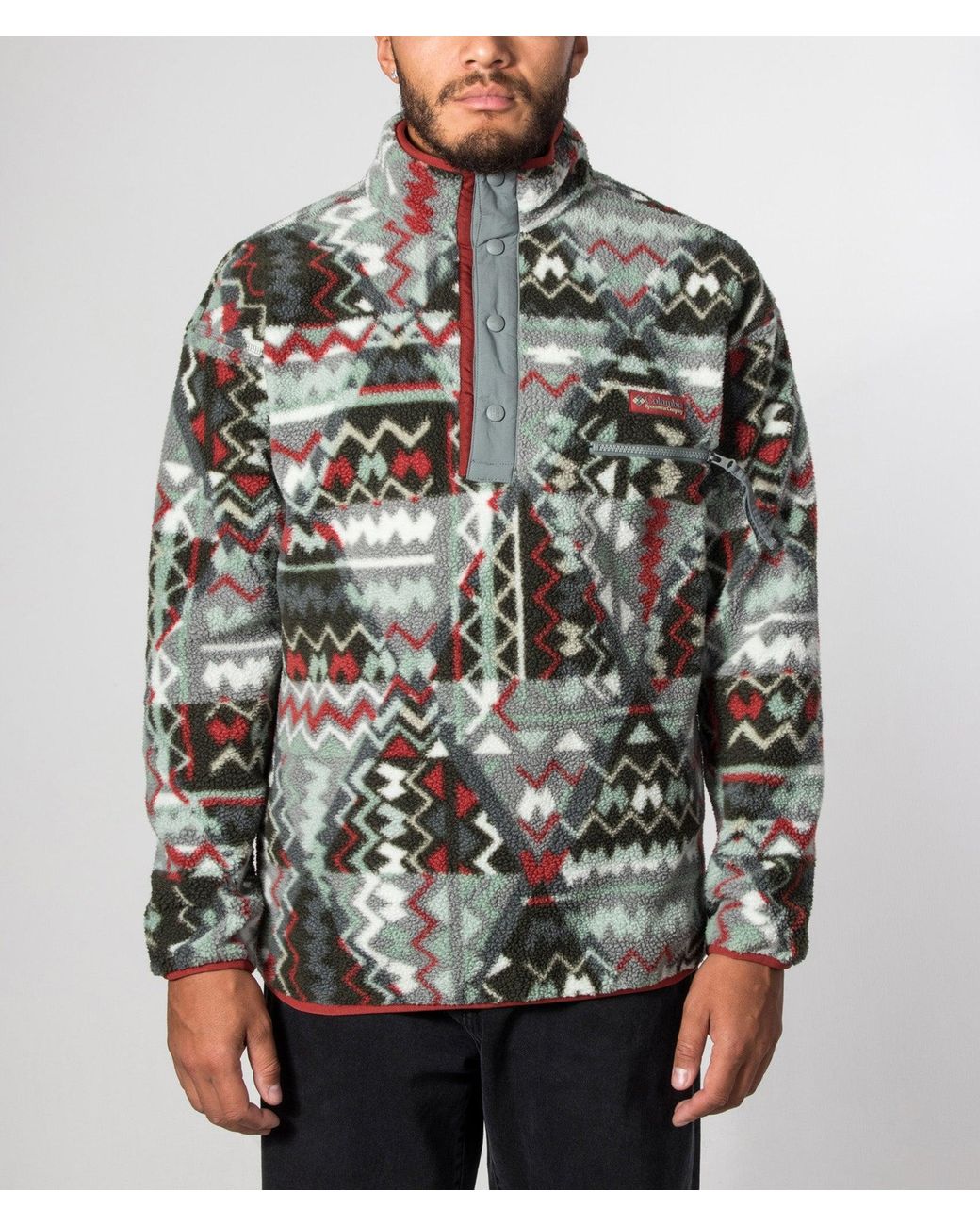 Columbia Gray Regular Fit Helvetia Ii Printed Half Snap Fleece for men