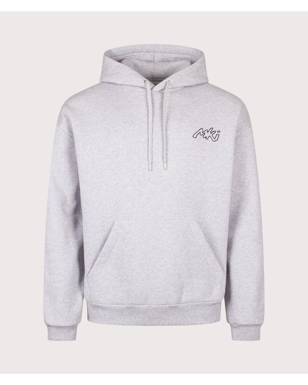 MKI Miyuki-Zoku Gray Oversized Box Fit Ink Line Hoodie for men
