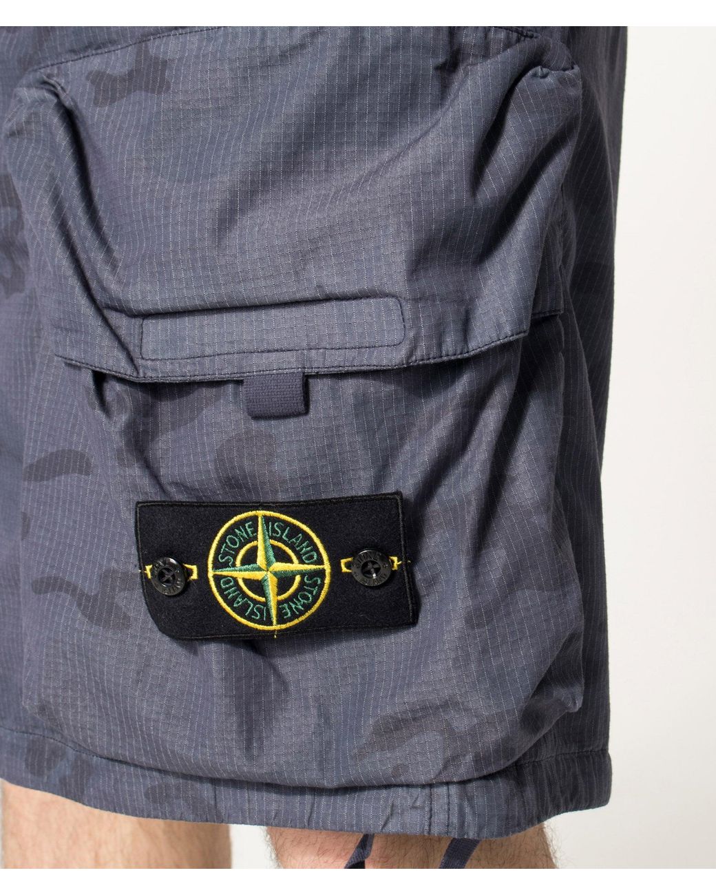 Stone Island Blue Cotton Nylon Micro Ripstop Cargo Shorts for men