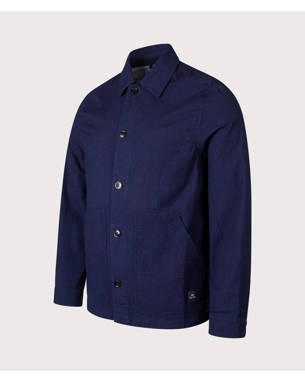 Paul Smith Blue Relaxed Fit Cotton Seersucker Work Jacket for men
