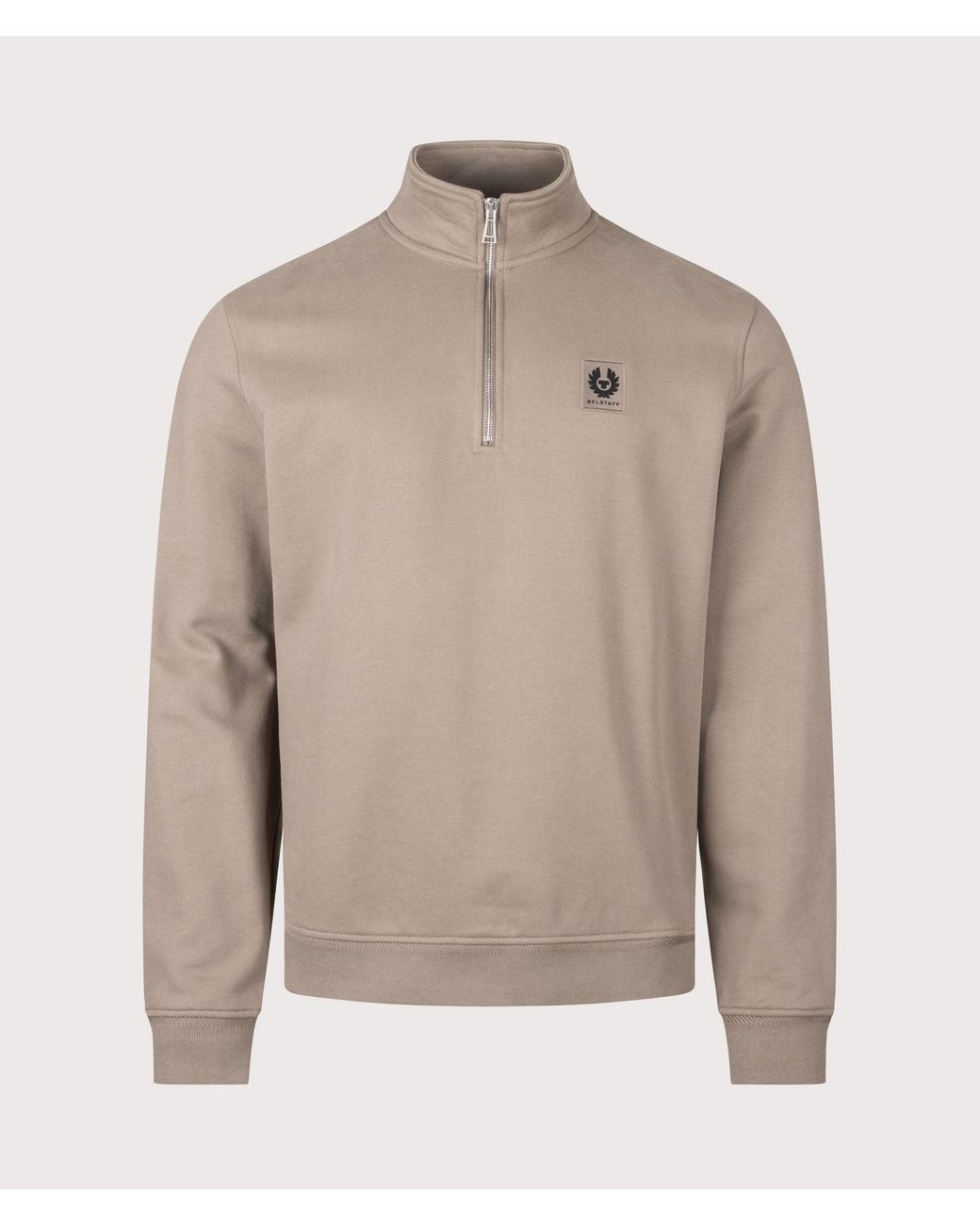 Belstaff Gray Regular Fit Quarter Zip Sweatshirt for men