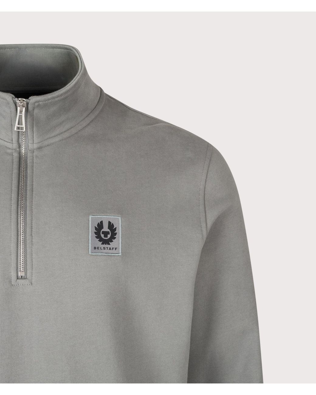 Belstaff Gray Regular Fit Quarter Zip Sweatshirt for men