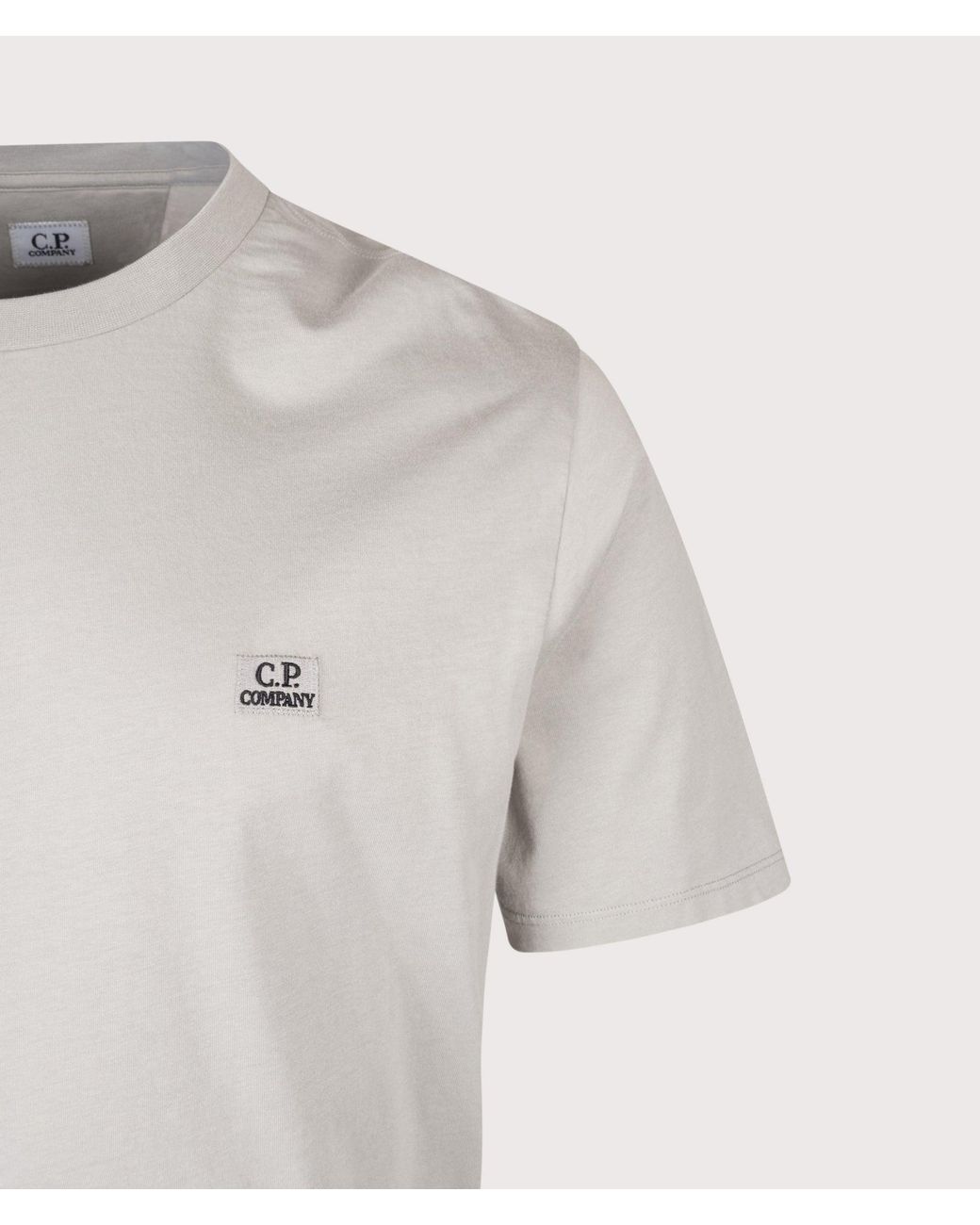 C P Company White 30/1 Jersey Logo Patch T-Shirt for men
