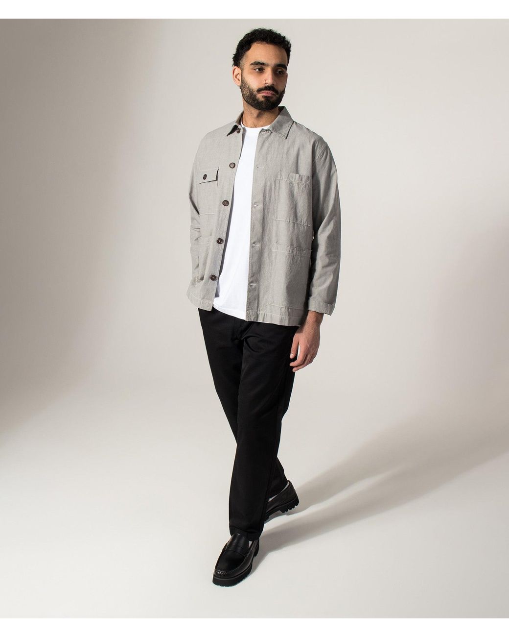Universal Works Gray Dockside Overshirt for men