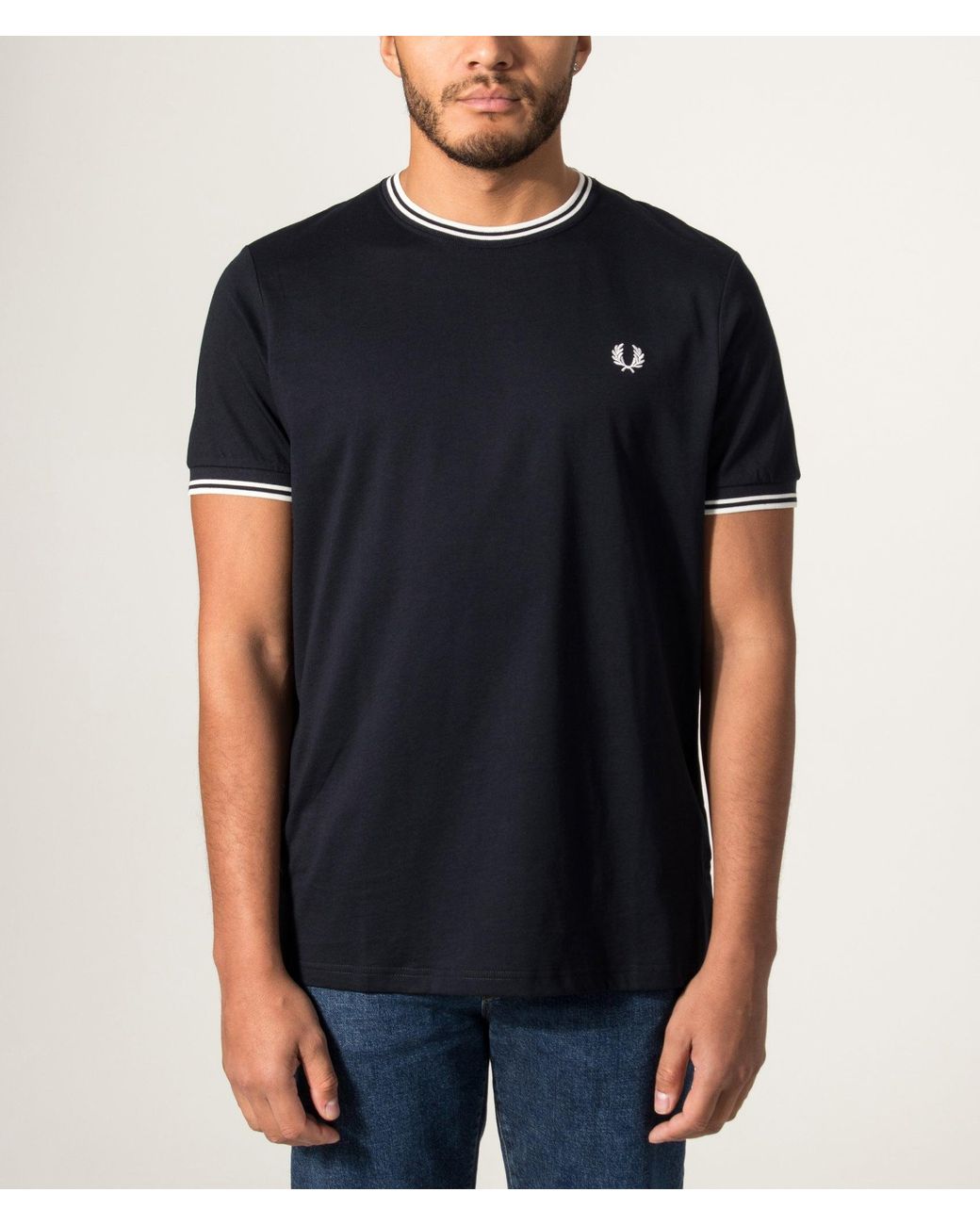 Fred Perry Blue Regular Fit Twin Tipped T-Shirt for men
