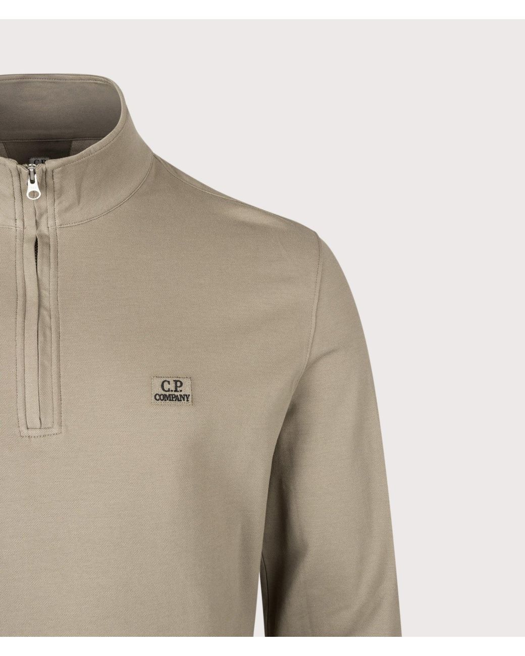 C P Company Natural Stretch Piquet Quarter Zip Sweatshirt for men