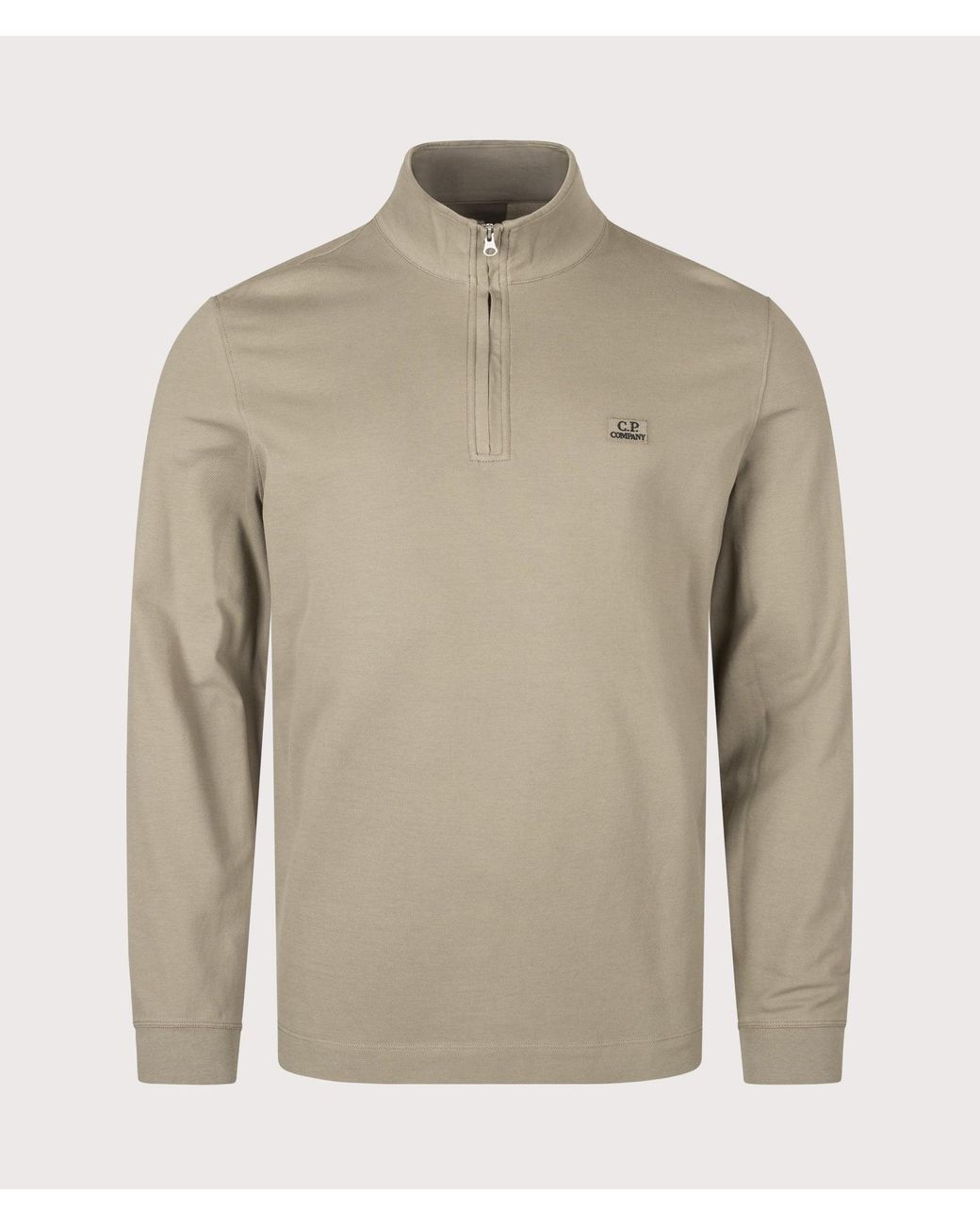 C P Company Natural Stretch Piquet Quarter Zip Sweatshirt for men