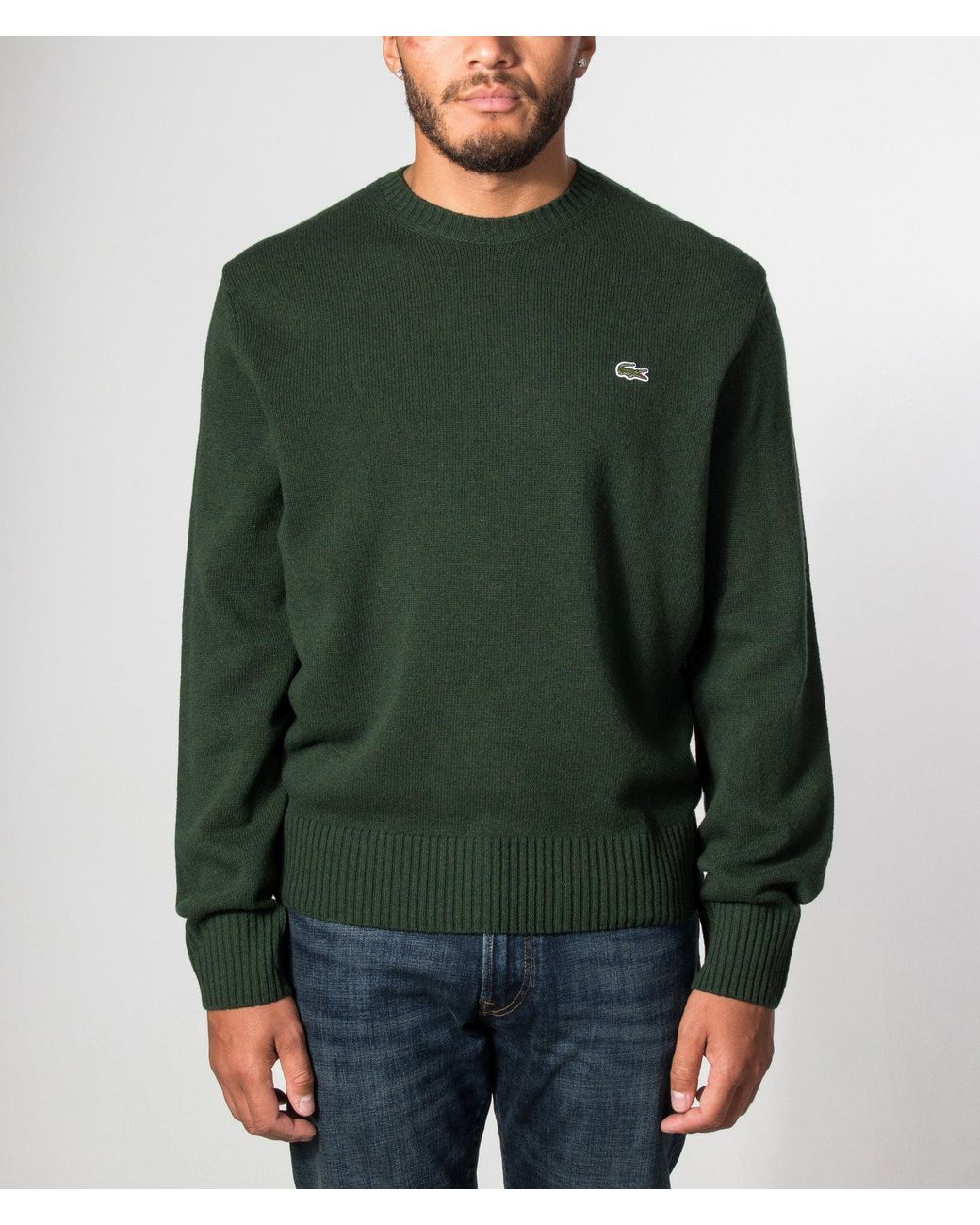 Lacoste Green Classic Fit Wool Crewneck Jumper for men