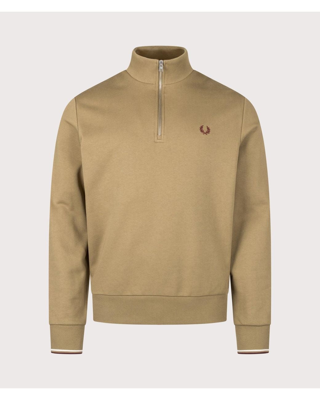 Fred Perry Natural Regular Fit Quarter Zip Sweatshirt for men