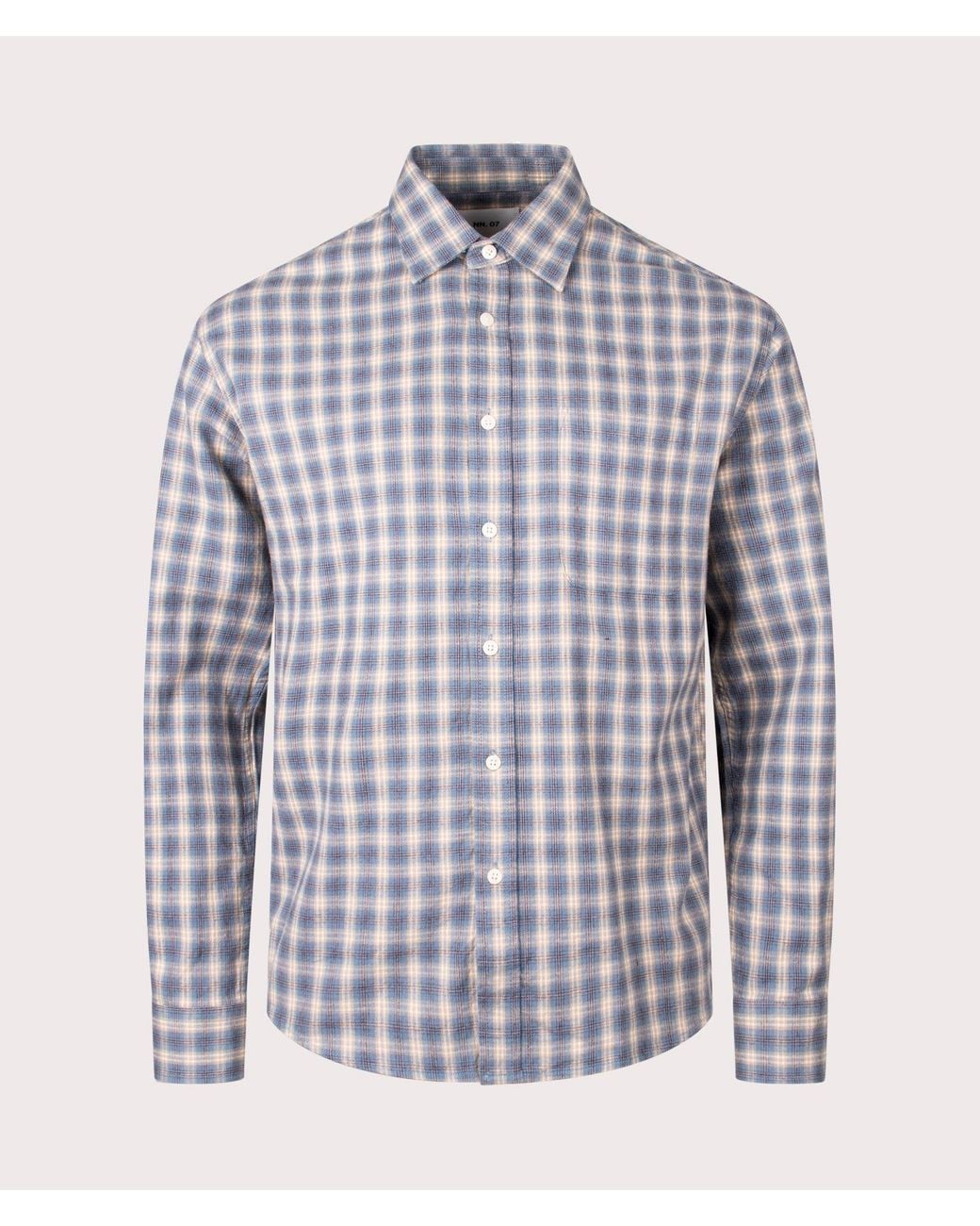NN07 Blue Deon Flannel Shirt for men