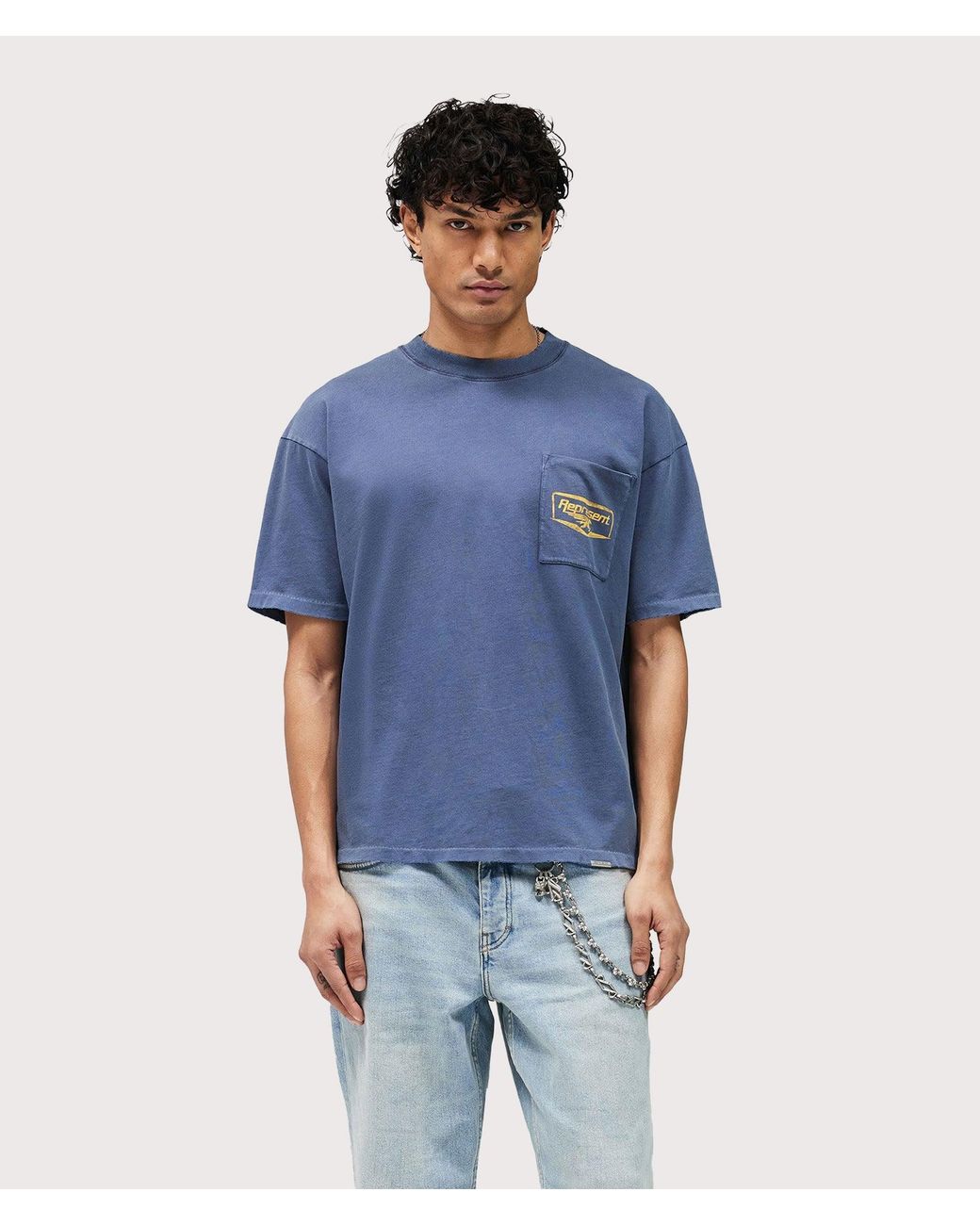 Represent Blue Oversized Fit Nothing Faster T-Shirt for men