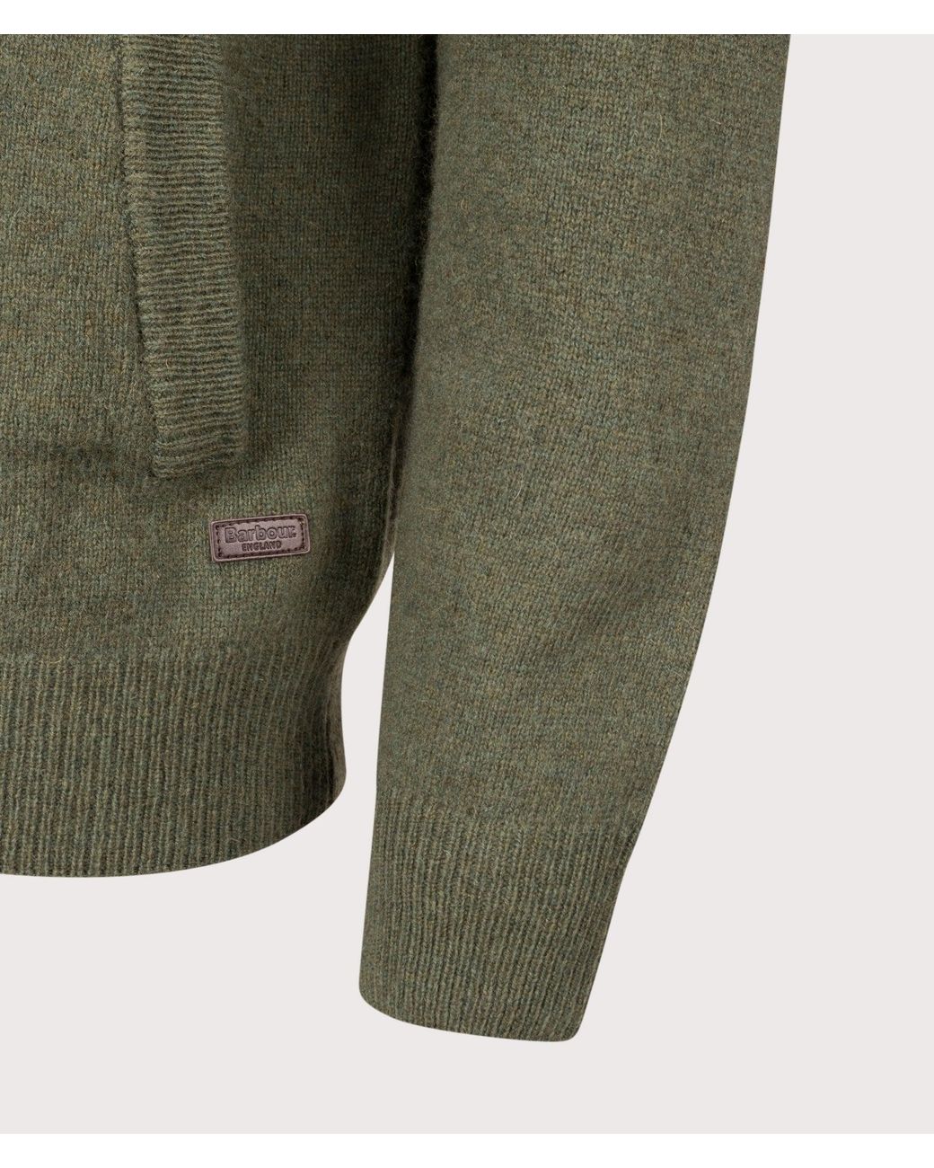 Barbour Green Essential Patch Zip Through Knitted Jumper for men